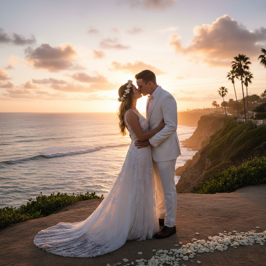 Foto romántica de los novios
